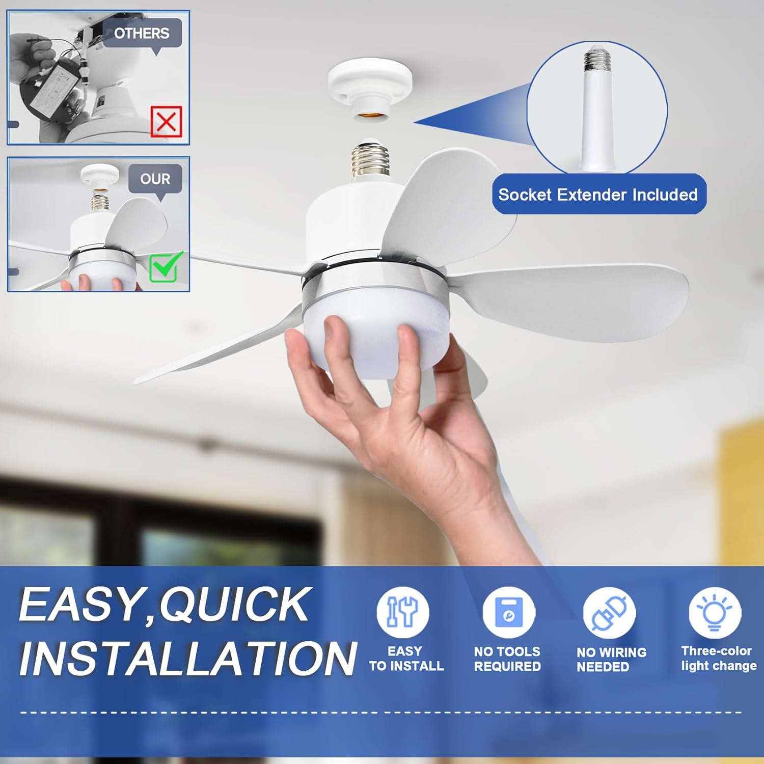 Socket Fan Light with Remote,  - огляд і ціна Led Lighting Decor