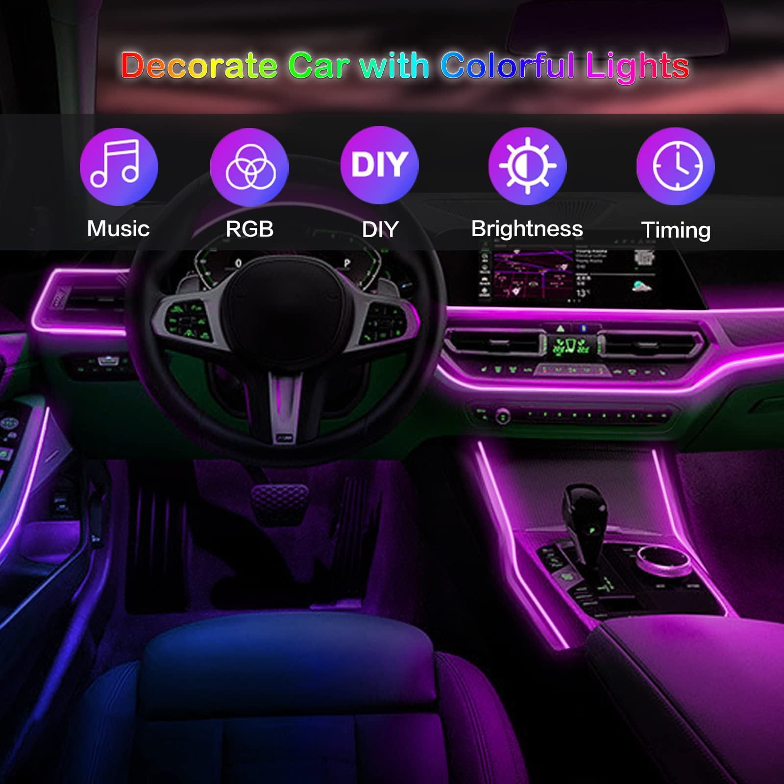 LED Car Interior Ambient Strip - огляд і ціна Lighting Bolt Decor