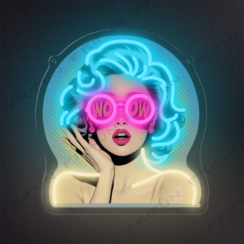 WOW Curl Girl Neon Sign UV Pri - огляд і ціна Lighting Decor Wow