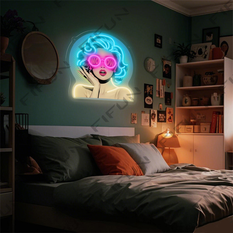 WOW Curl Girl Neon Sign UV Pri - огляд і ціна Lighting Decor Wow