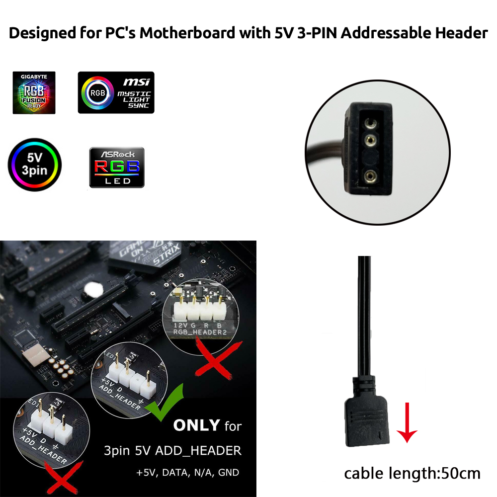 5V ARGB 3Pin Header for Asus A - огляд і ціна Ambient Led Strip
