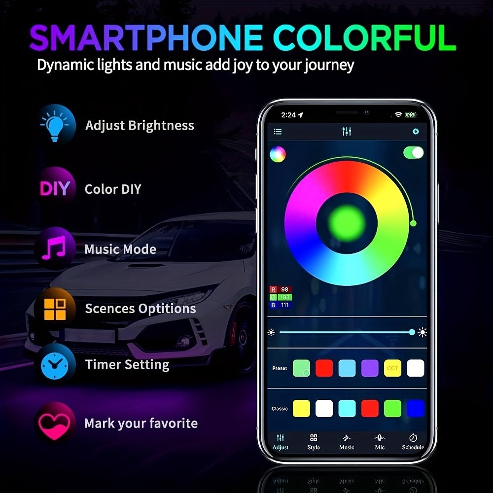 RGB Flexible Car Underglow Lig - огляд і ціна Lighting Bolt Decor